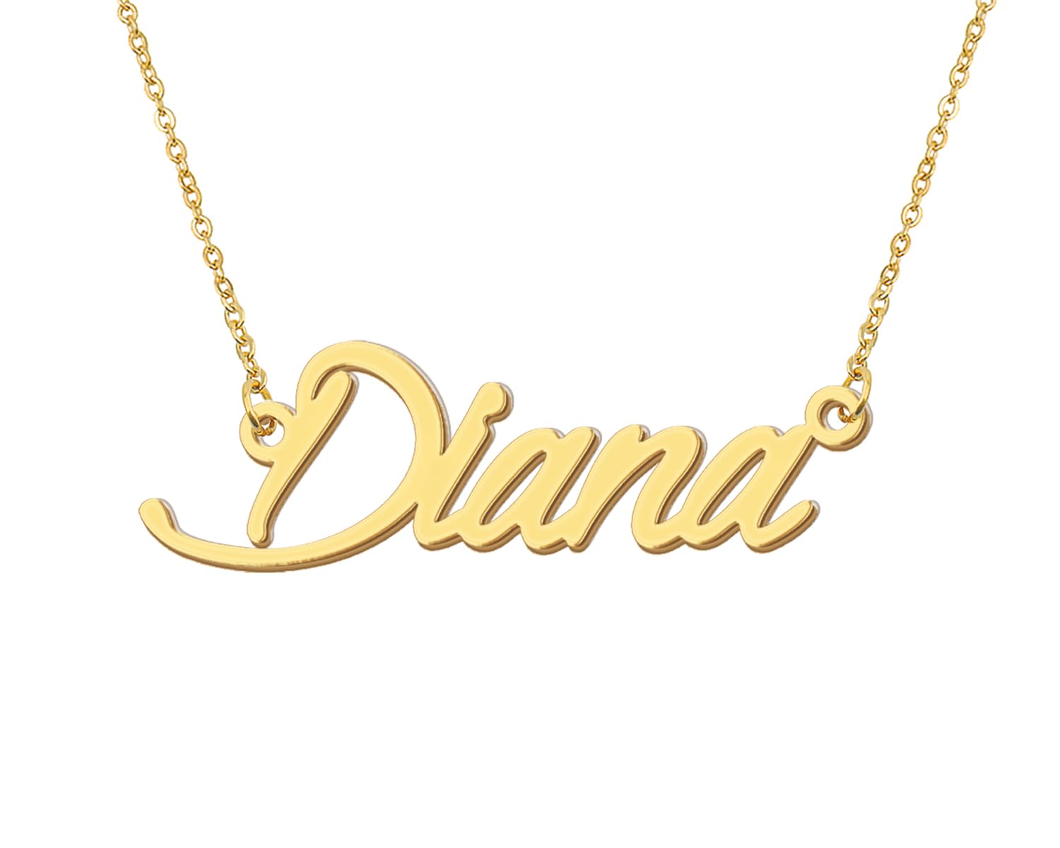 Aoloshow Diana Pendant Name Necklace Stainless Steel 18k Gold Plated Nameplate Necklace Womens Jewelry for Christmas