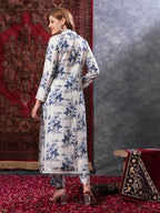 ANNI DESIGNER Womens Cotton Blend Straight Printed Kurta with Pant (Pivar White_M_White_Medium)
