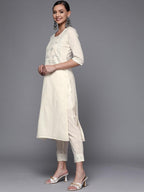Libas Womens Cotton Yoke Design Straight Kurta (24044O_Off White