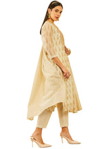 Soch Womens Off White Chanderi Sequinned Embellished Printed Suit Set