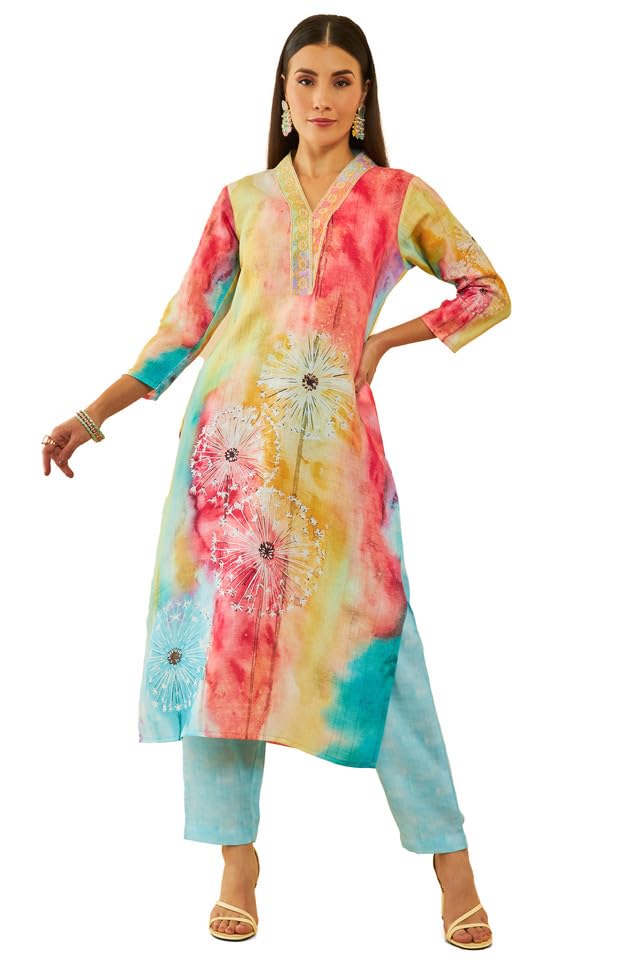 Soch Women Linen Embroidered Jumpsuit