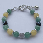 DOLON Handmade Beaded Stainless Steel Heart Granddaughter Charm Evil Eye Lucky Bracelet Birthday Christmas Holiday Gift