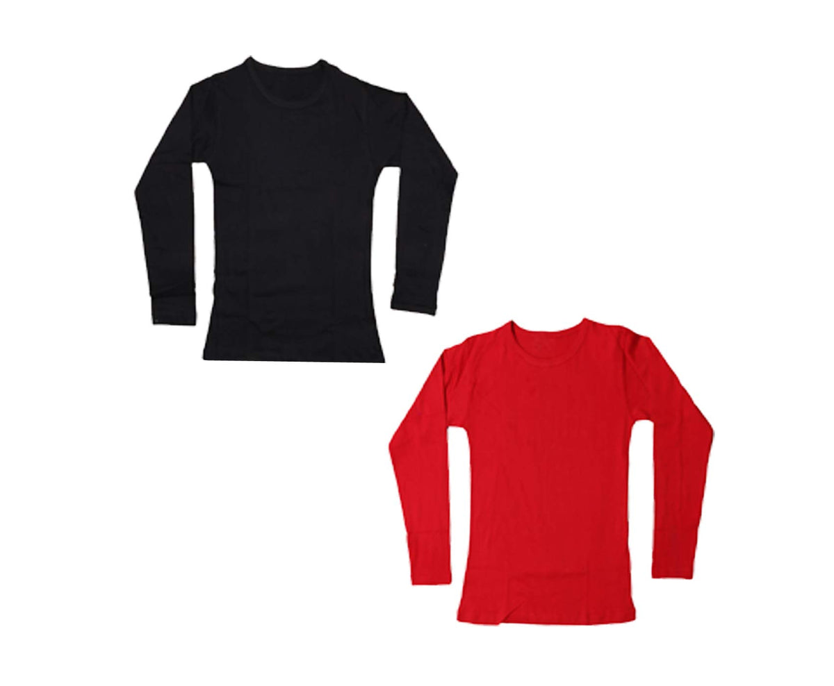 IndiWeaves Girls TShirt (Pack of 2) (102003233IWP2XXL2_Red & Black_17 17-18