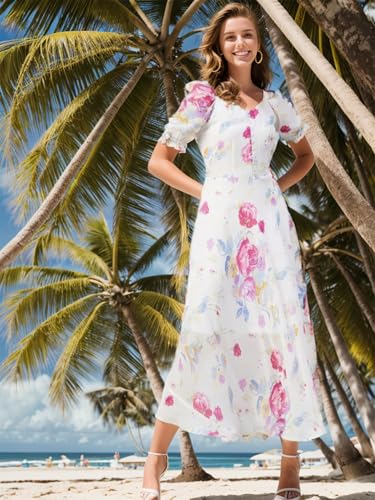 Rare WomenS Polyester Fit And Flare Maxi Dress (Ep6218Ent_White