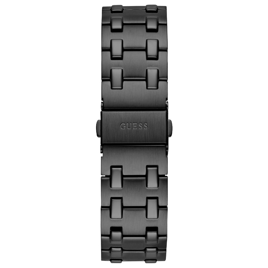 GUESS Mens 42mm Watch - Black Strap Black Dial Black Case