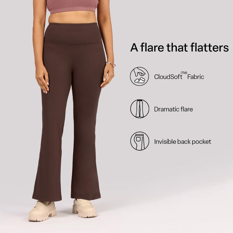 BlissClub Ultimate Flare Pants Lite Regular for Women Upto 54 ft | High Waist Trousers and Formal Pants for Office wear | Comfo