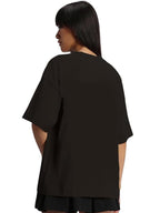 Juneberry Pure Cotton Oversized Loose Baggy Fit Drop Shoulder Half Sleeve Cool Front & Back Graphic Printed Round Neck T-Shirt F