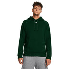 Under Armour Men's Rival Fleece Hoodie, (301) Forest Green / / White, Large