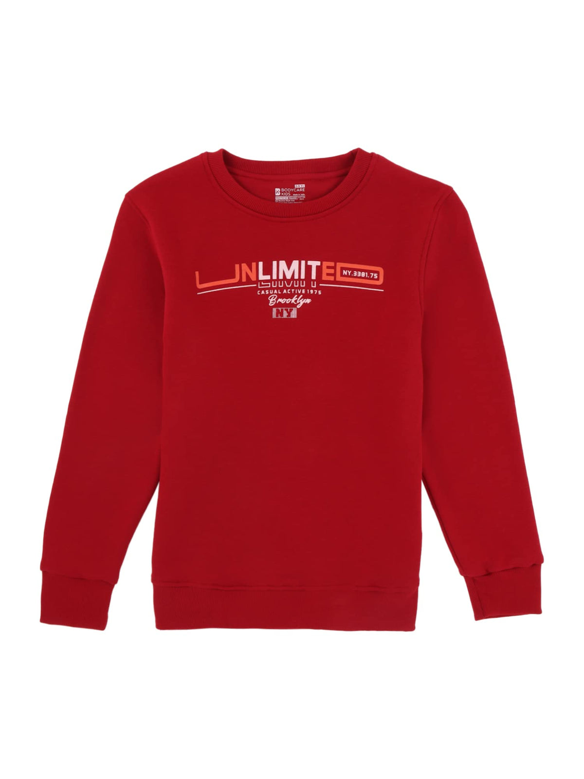 Proteens Boys Sweat Shirt Round Neck Full Sleeves Melange Pack of 1Dark Red 13-14