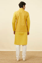 Manyavar Mens Chanderi Self Design Sleeveless Casual,Traditional Nehru Jacket