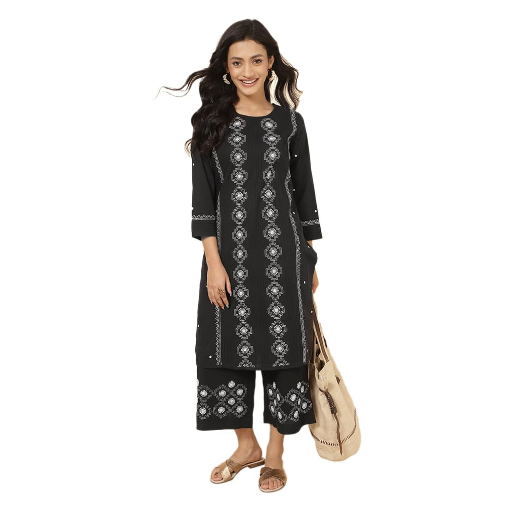 Fabindia Women'S Cotton Regular Kurta (20060390_Black