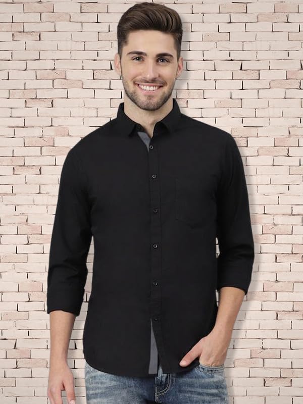 Tee Projekt Cotton Spread Collar Long Sleeve Shirt for Men Formal Shirt Casual Men Shirt