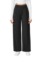 ADDYVERO High Waisted Side Pocket Straight Leg Work Pants Black