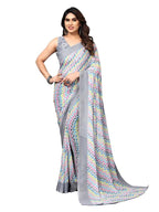 Satrani Womens Printed Georgette Saree (3185S2280N_Light Grey & Multi3)