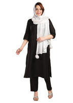 Fabme Womens Shimmer Embellished Soft Cotton Dupatta - White