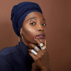 Harewom Headwraps for Women African Turbans Stretch Jersey Knit Scarf Headbands Tie for Bad Hair Day Navy Blue