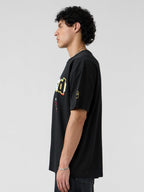 The Souled Store Oversized T-Shirt: Colour-Stroke Men and Boys Short Sleeves Round Neck Black Embroidered Cotton Oversized T-Shi