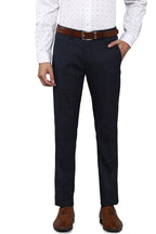 Louis Philippe Men Navy Super Slim Fit Solid Flat Front Formal Trousers