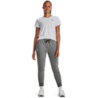 Under Armour Womens Rival Fleece Joggers, (025) Castlerock Light Heather / / White, Large