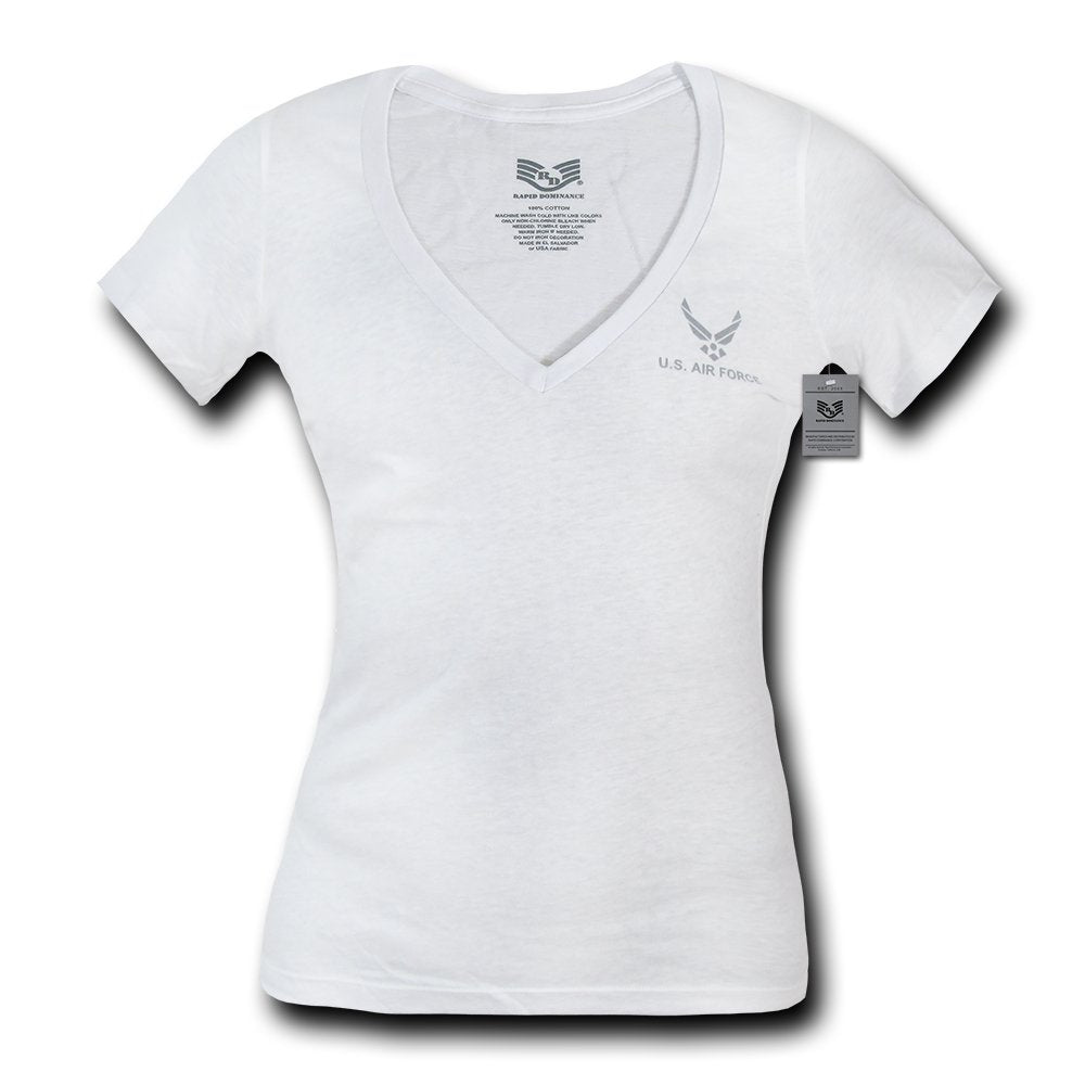 Women's V-Neck Tees, AirForce, White, XL