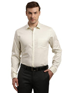 Turtle Men 100% Cotton Slim Fit Cream Solid Formal Shirt