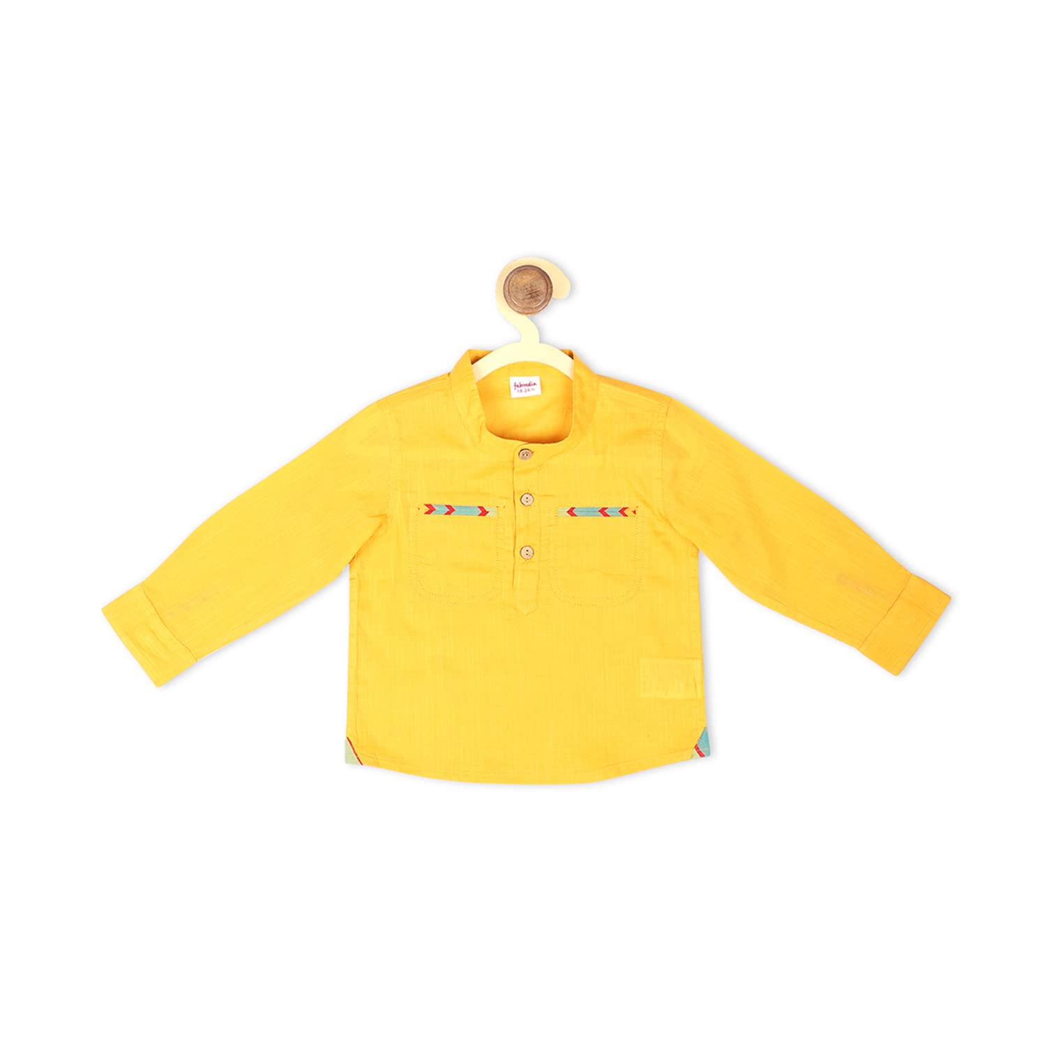 Fabindia Baby-BoyS Cotton Solids Regular Kurta_Yellow_18-24 Months