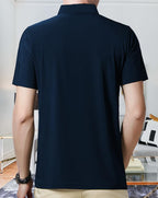 Eyebogler MenS Trendy Polo Neck Half Sleeves Teal Blue Printed T-Shirt