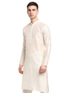 Jompers MenS Dupion Silk Solid Regular Kurta (Koko_636_White
