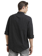 Turtle Men 100% Cotton Slim Fit Black Check Full Sleeve Casual Shirt