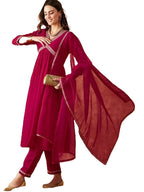 Lookmark WomenS Embroidered Georgette Alia Cut Kurta Pant Dupatta Set - Trendy And Elegant Ethnic Wear For Women (Az-Lm-Og-Ks21