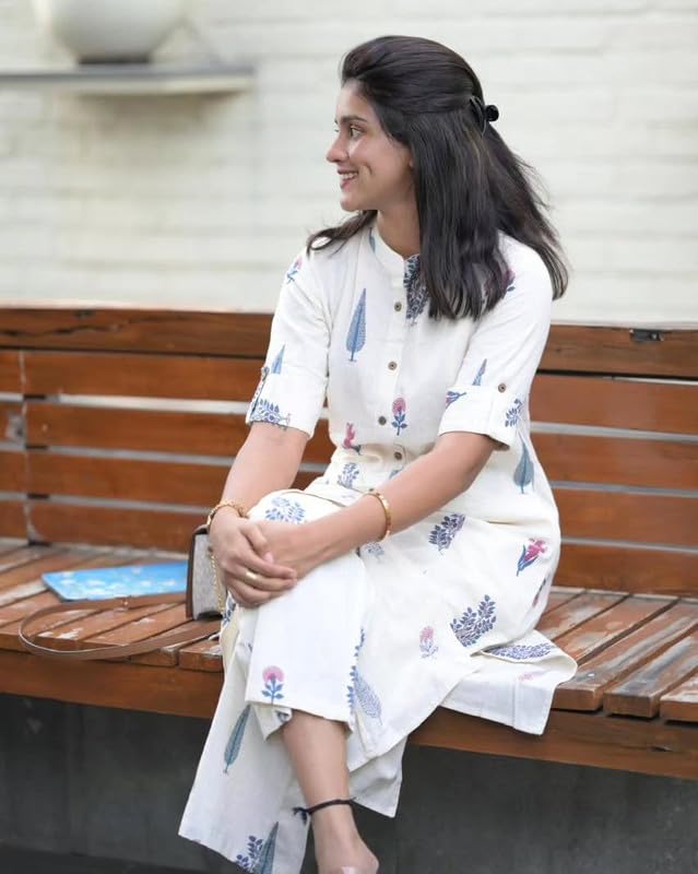 24 Carat Suit WomenS Rayon Kurta And Pant Coord Set With Floral Printed Mandarin Collared Neck Down Button Half Sleeve A Line C