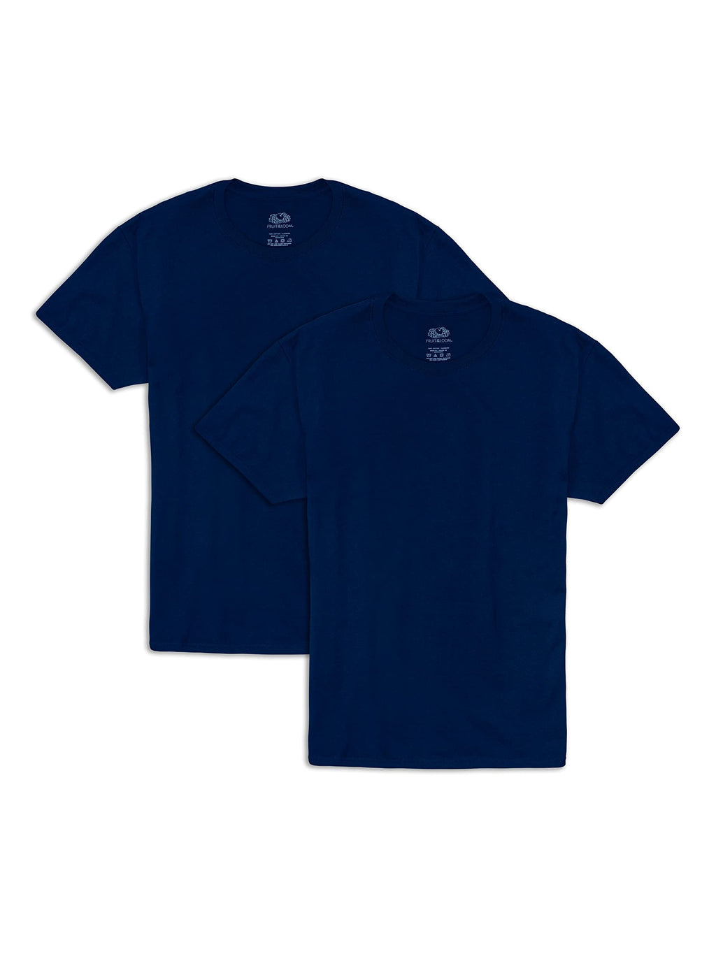 Fruit of the Loom Men's Eversoft Cotton T-Shirts (S-4XL), Crew-2 Pack-Navy, Small