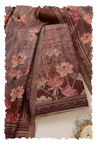 Soch Women Tussar Foil Print Unstitched Dress Material with Zari