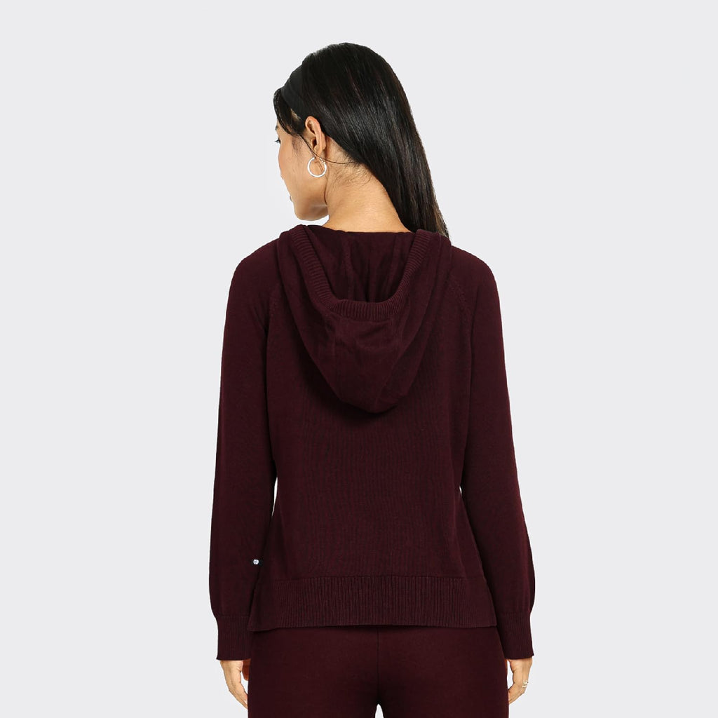 BlissClub at-Ease CottonKnit Hoodie | 100% Cotton Hoodie | Adjustable Hood | Relaxed Fit