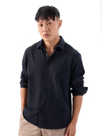 The Souled Store Mudbrown Men and Boys Long Sleeve Collared Neck Button Front Solid Regular Fit Cotton Textured Shirts