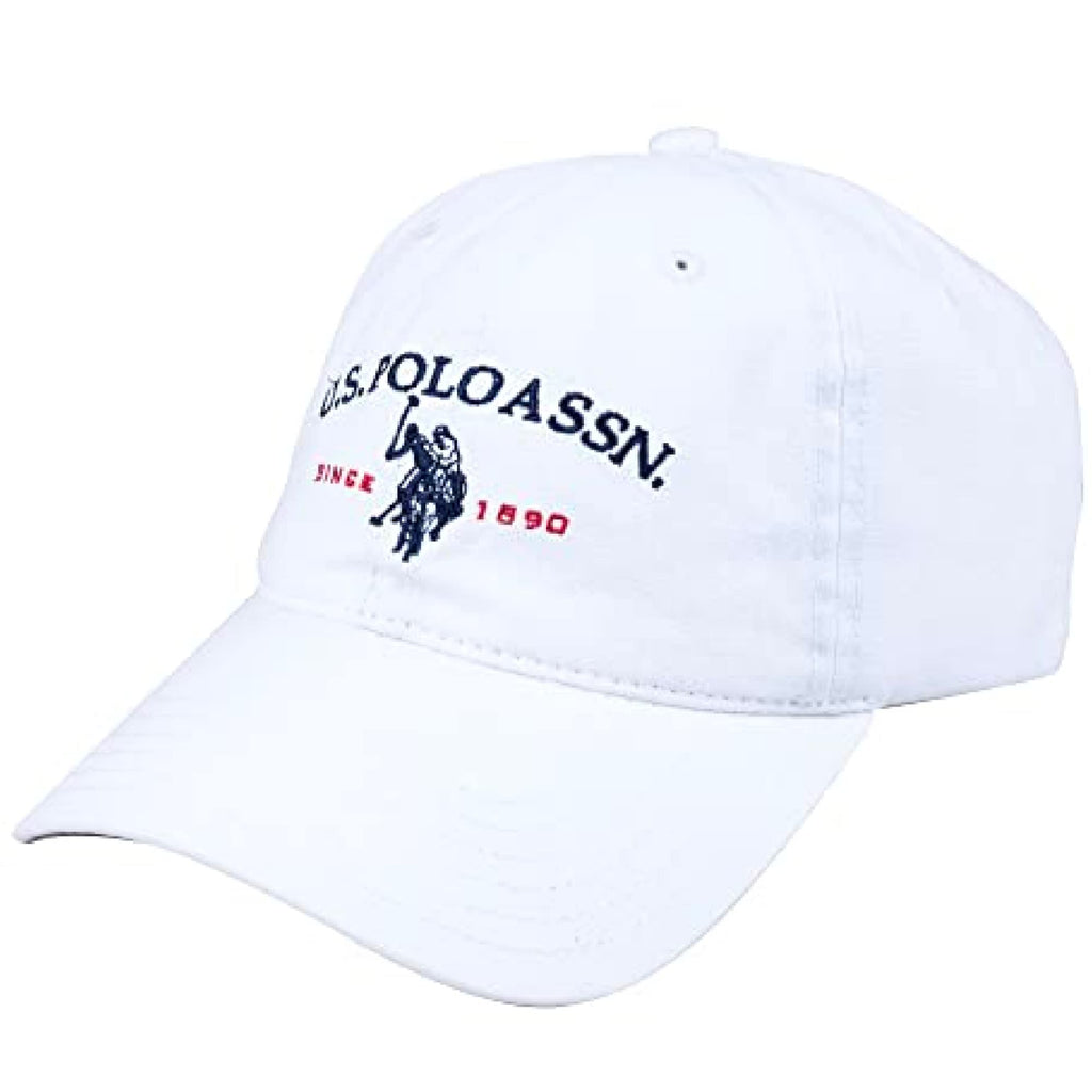 U.S Polo Assn. Embroidered Pony Horse Logo Since 1890 Adjustable Cotton Baseball Hat with Curved Brim, White, One Size