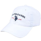 U.S Polo Assn. Embroidered Pony Horse Logo Since 1890 Adjustable Cotton Baseball Hat with Curved Brim, White, One Size