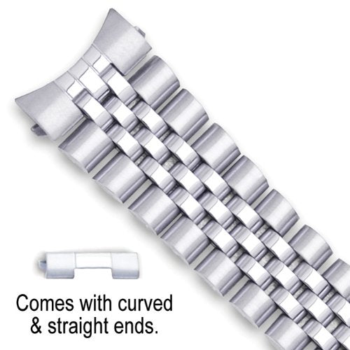 deBeer Jubilee Style Link Metal Watch Band - Silver - 22mm