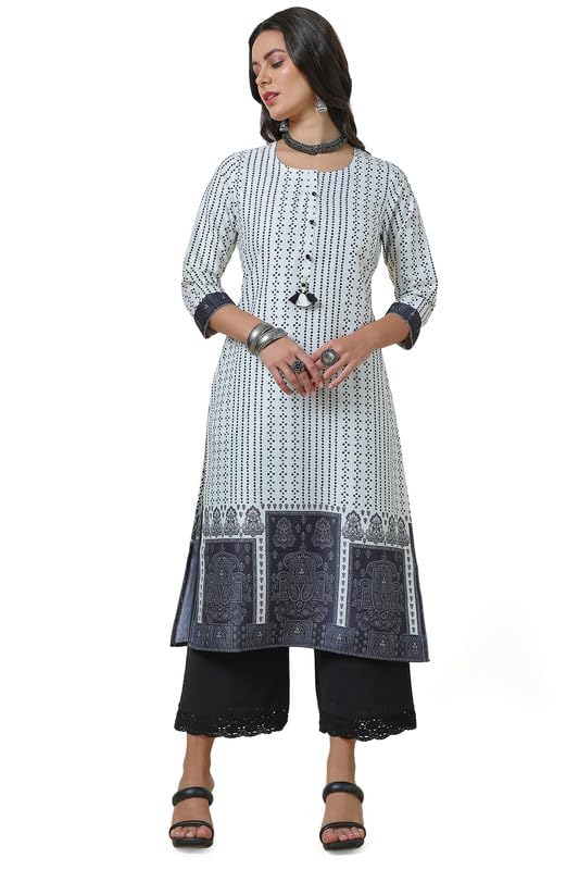 Soch Women Bandhani Print Straight Kurta with Tassels