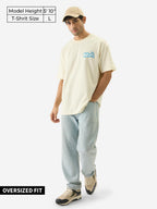 The Souled Store Official Bugs Bunny: Dayum Men and Boys Short Sleeve Round Neck Off White Graphic Printed Cotton Oversized Fit