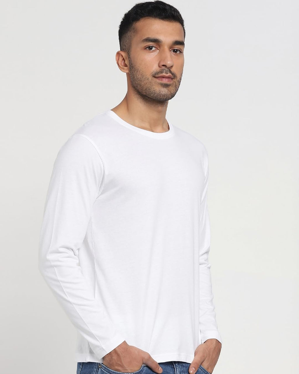 Bewakoof Mens Solid Regular Fit Full Sleeve Round Neck Cotton T-Shirt