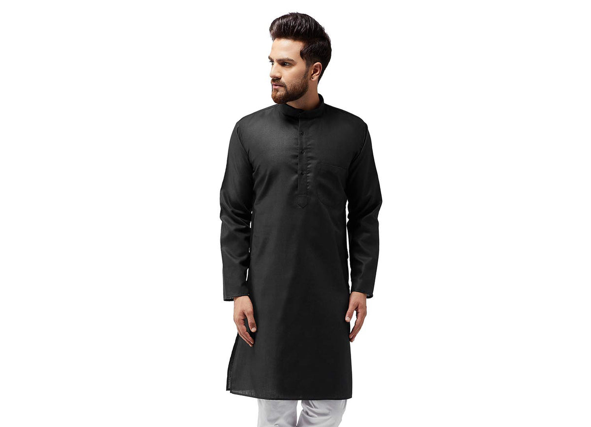 SOJANYA (Since 1958 Mens Black Cotton Only Long Kurta Size: XXL