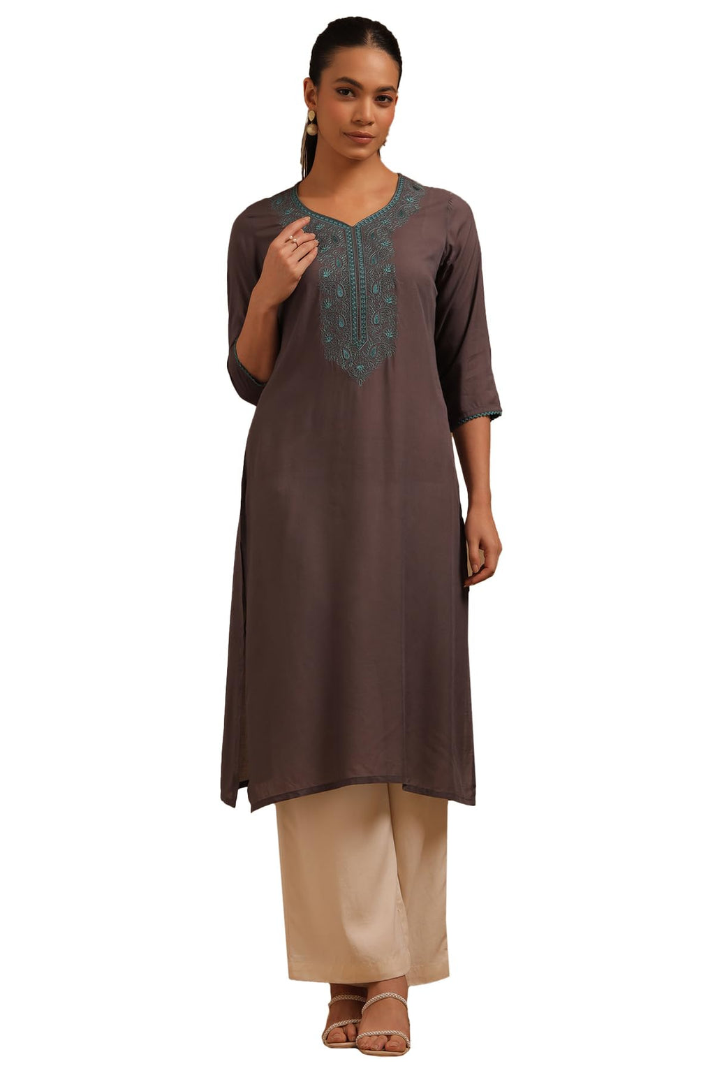 Soch Women Rayon Embroidered Kurta with Thread Work