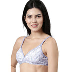 Enamor Womens Cotton Wire Free Casual T-Shirt Bra (A039_Lilac Marble Print