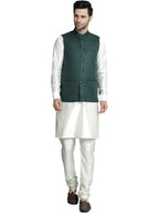 Jompers Mens Solid Nehru Jacket With Kurta & Churidar