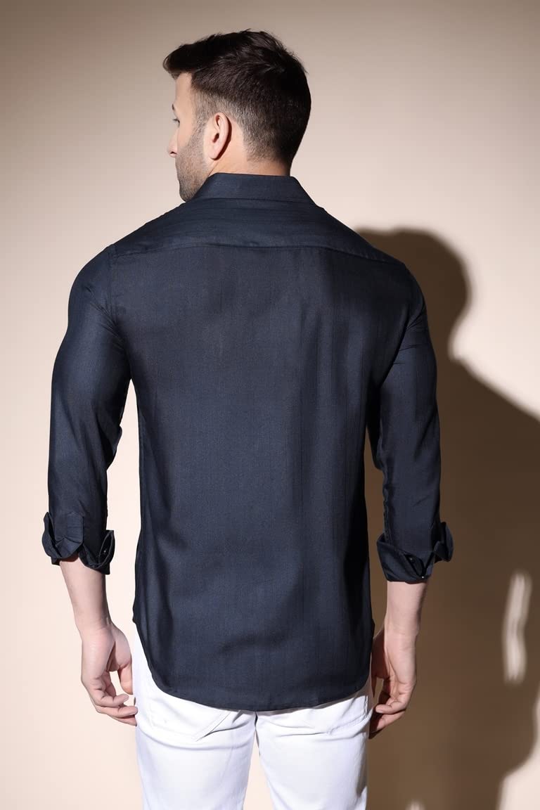 OM SAI LATEST CREATION Shirt for Men with Spread Collar & Regular Cuff Full Sleeves Formal Shirt for Men|Cotton Shirt|Mens Soli