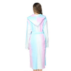 RONGTAI Womens Robes Plush Fleece Print Rainbow Hooded Bathrobe Thick Nightgown with Pockets Fluffy Sleepwear Large