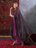 ANNI DESIGNER Womens Rayon Blend Straight Printed Kurta with Pant & Dupatta (Radhani Pink-VKS02_XL_Pink_X-Large)