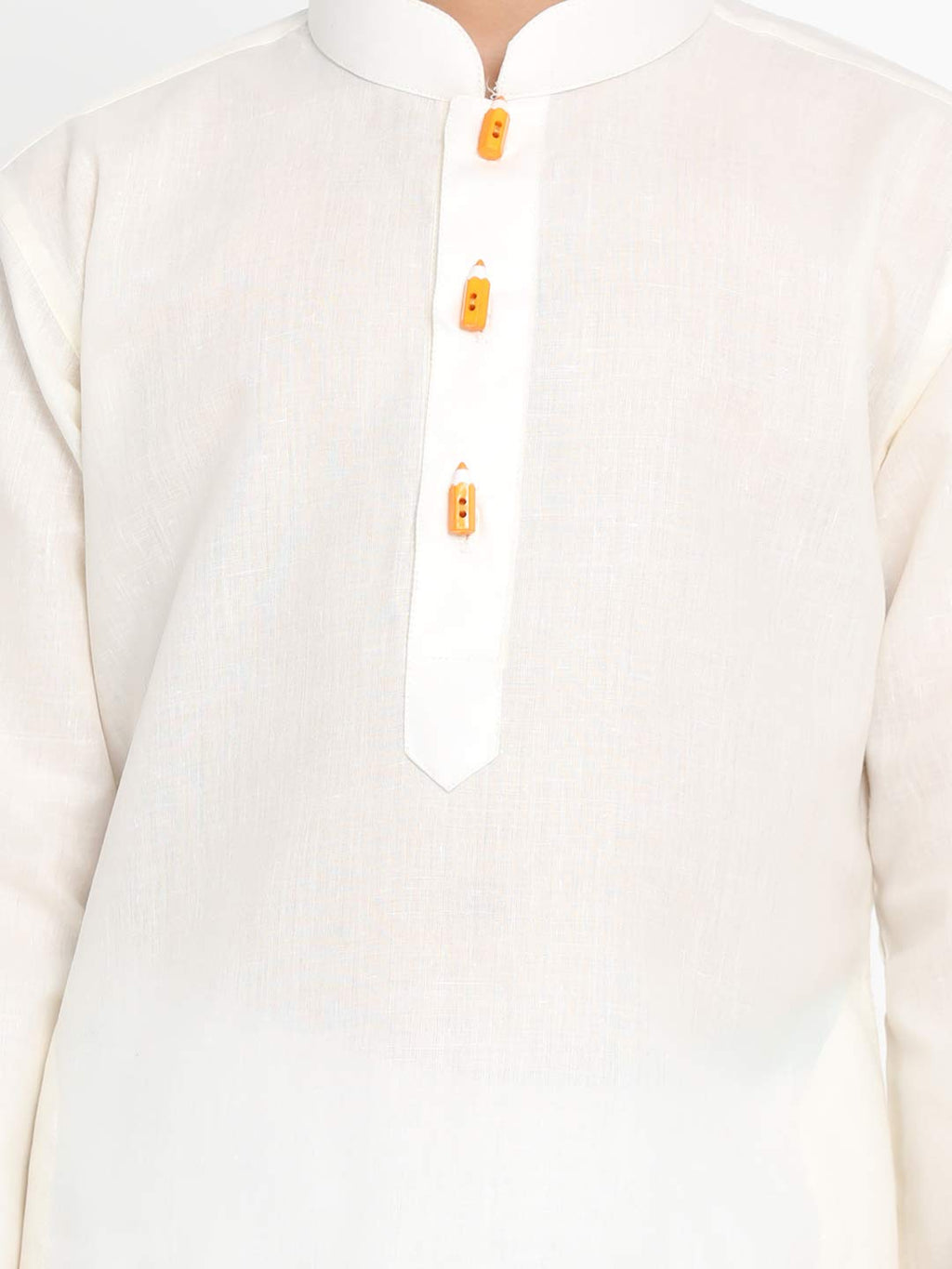 Jbn Creation Boys Cream Cotton Blend Kurta Pyjama And Cap Set