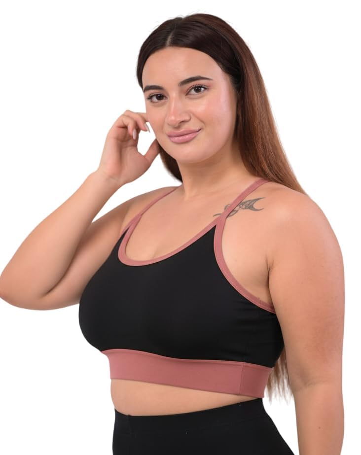 BODYFIGURE Ring Racerback Sports Bra for Women High Support, Adjustable Straps, Padded Workout Bra 36